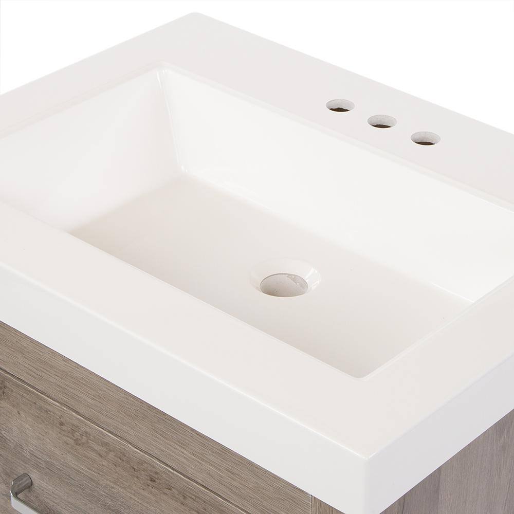 Glacier Bay Woodbrook 24 in. W Bath Vanity in White Washed Oak with Cultured Marble Vanity Top in White with White Sink WB24P2-WO