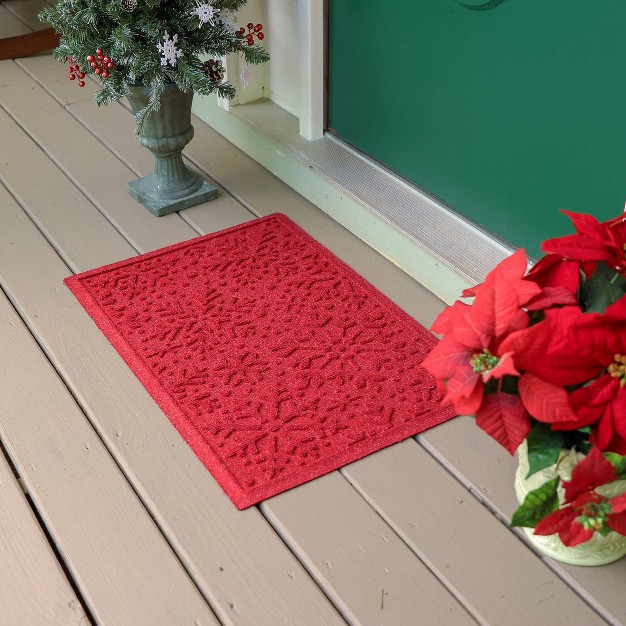 Snowflake Door Mat Solid Red