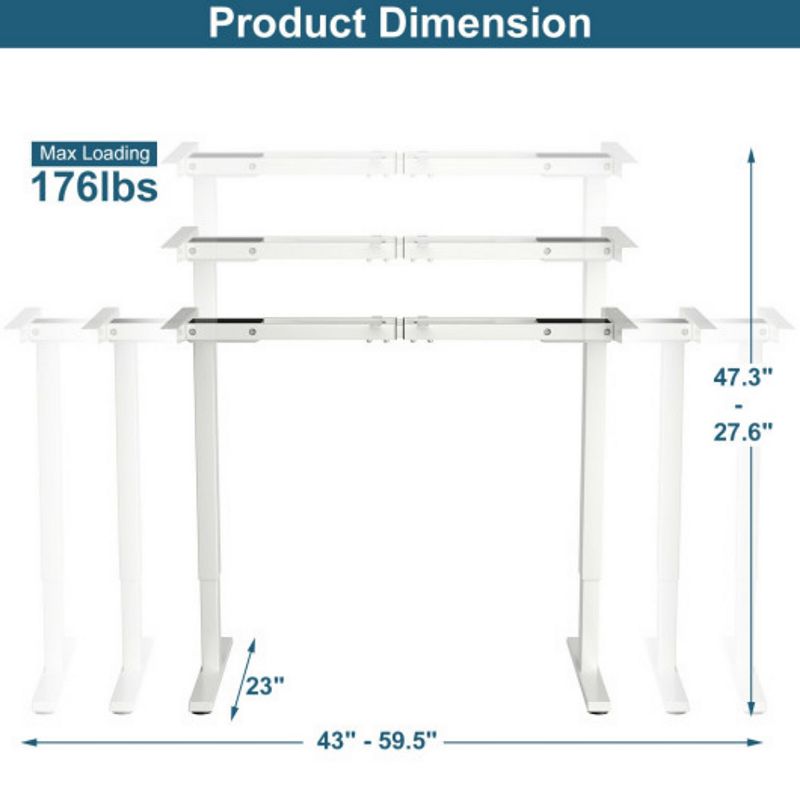 Electric Adjustable Standing up Desk Frame Dual Motor with Controller