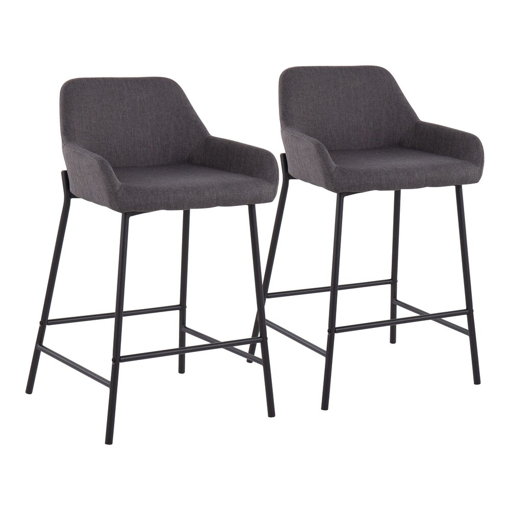 Carbon Loft Galotti Black Fixed Height Upholstered Counter Stool   Set of 2