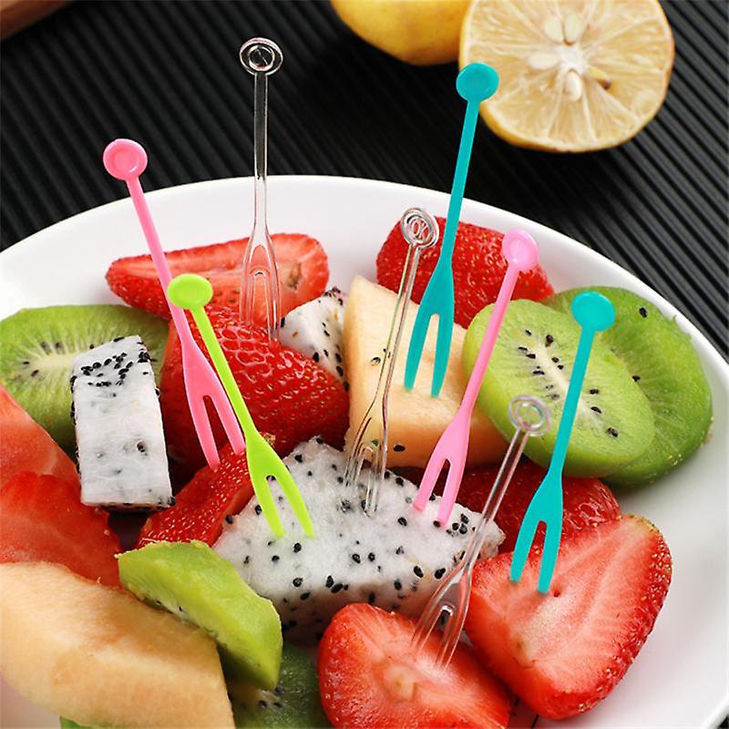 500 Pcs/pack Plastic Disposable Forks Stick Food Picks Love Heart Creative Fruit Fork Set Party Cake Salad Vegetable Forks Picks