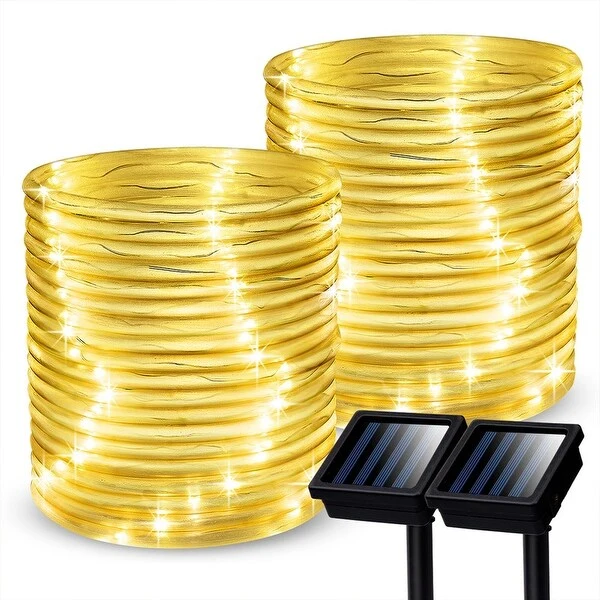 35.7ft 100 LED Solar Powered Rope String Outdoor 2 Pack Fatiry Light - 2 Pack