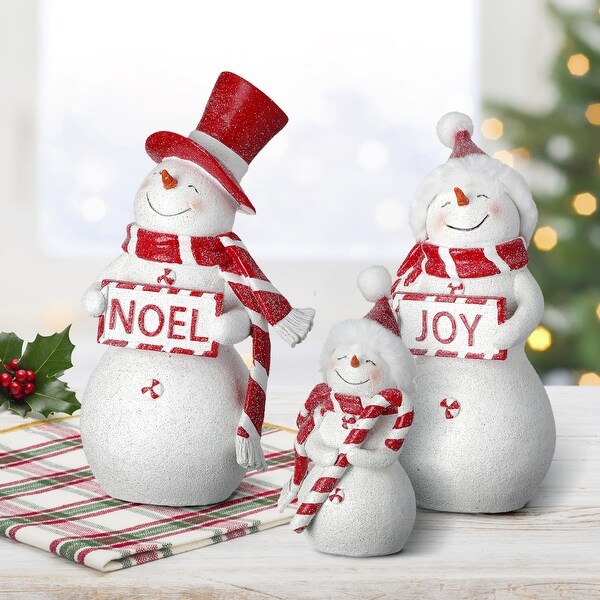 69.2 Resin Peppermint Snowman Family Set of 3