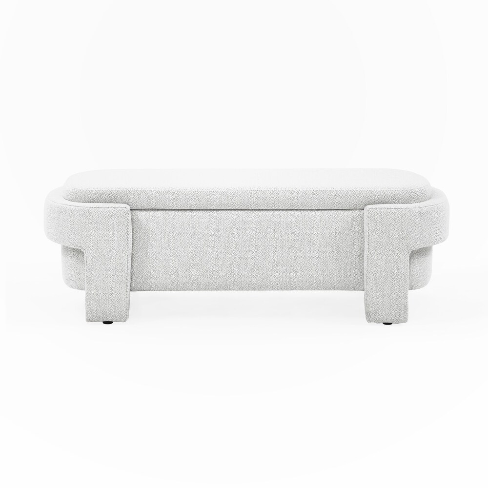 Linen Fabric Upholstered Bench with Large Storage Space