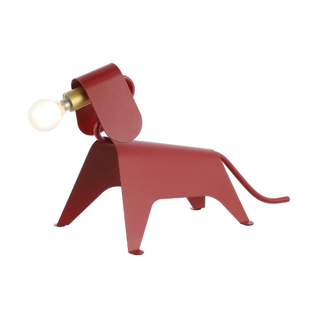 Rover Modern Industrial Iron Canine Kids x27 Lamp includes Led Light Bulb Red Jonathan Y