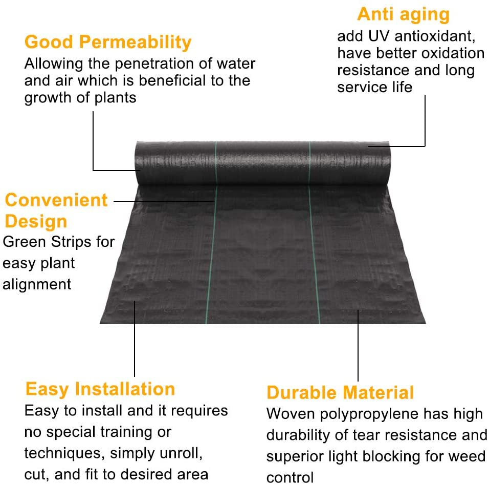 Ktaxon 3 x 300 ft UV-Resistance Landscape Fabric, for Weed Control