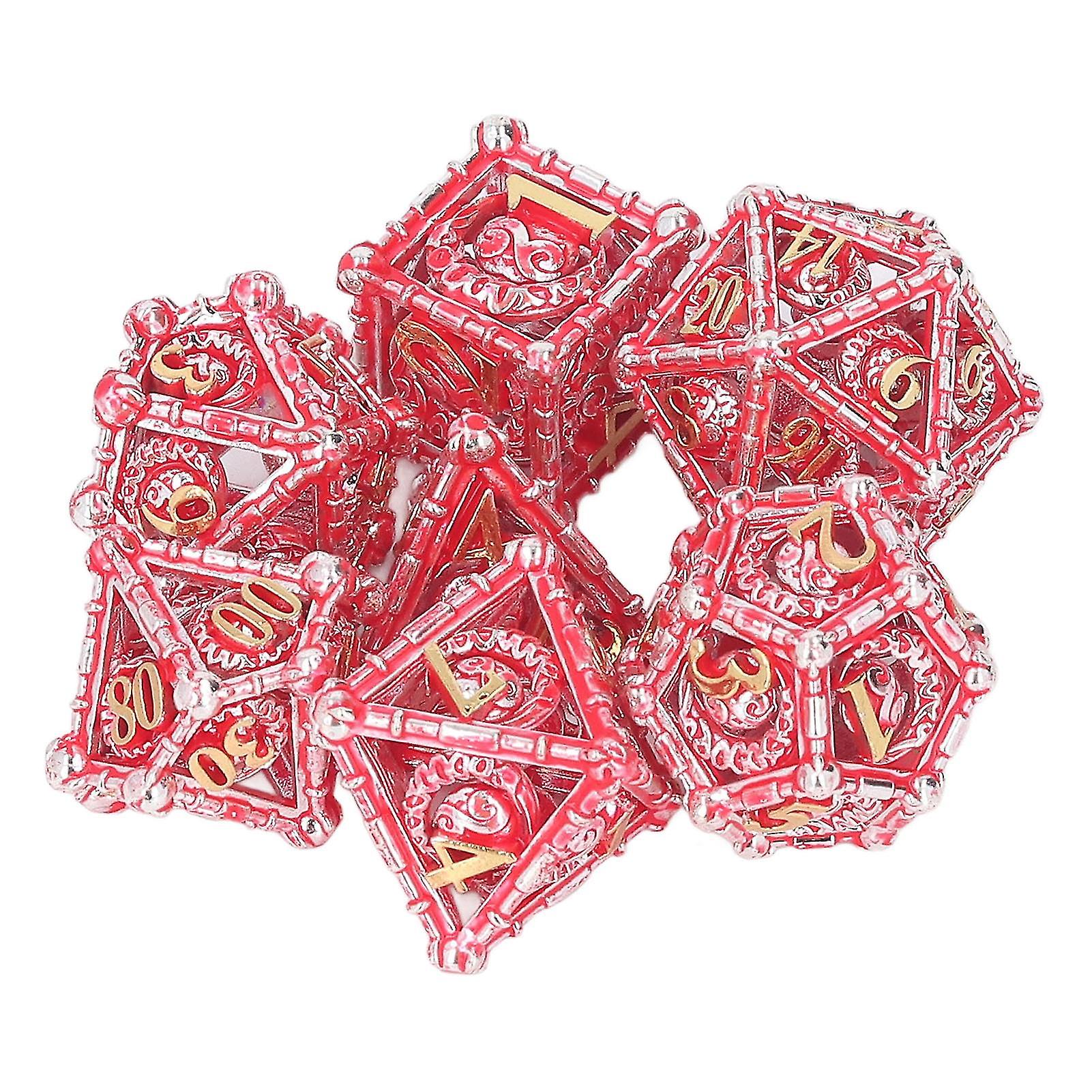 7PCS Polyhedral Metal Dice Carving Craft Polyhedral Strong nce Portable for Party