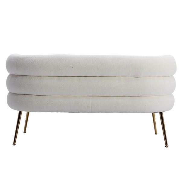 Modern Fabric Accent Chair ， Leisure Sofa with Tufted Back and Golde Metal Legs