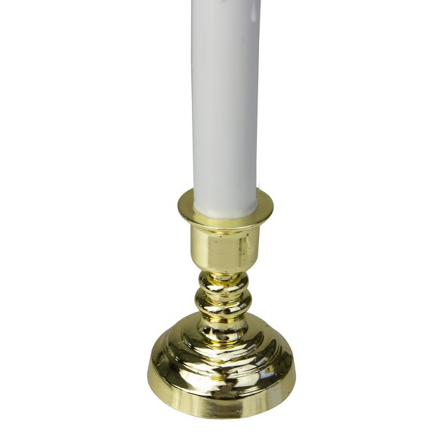 Battery Operated Led Christmas Candle Lamp With Automatic Timer White gold