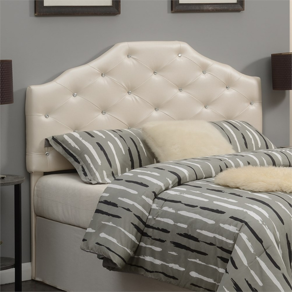 Dawson Pearl Faux Leather Upholstered Queen Headboard   Transitional   Headboards   by Homesquare  Houzz