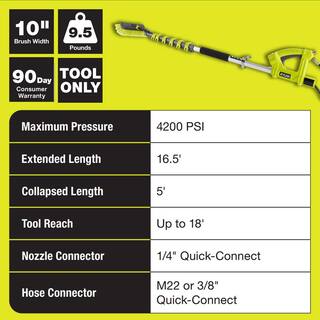 RYOBI 18 ft. Extension Pole with Brush for Pressure Washer RY31EP26