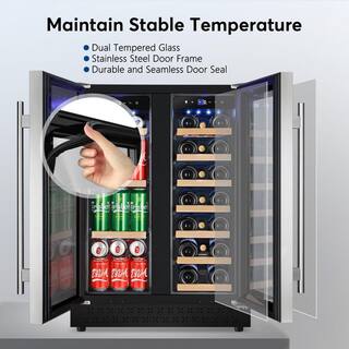 Tylza 24 in. 20-Bottle Wine and 60-Can Beverage Cooler Built-InFreestanding Dual Zone with Childproof Lock and 2-Keys TYBC120-3