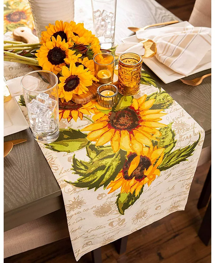 Design Imports Rustic Sunflowers Printed Table Runner 14 x 108