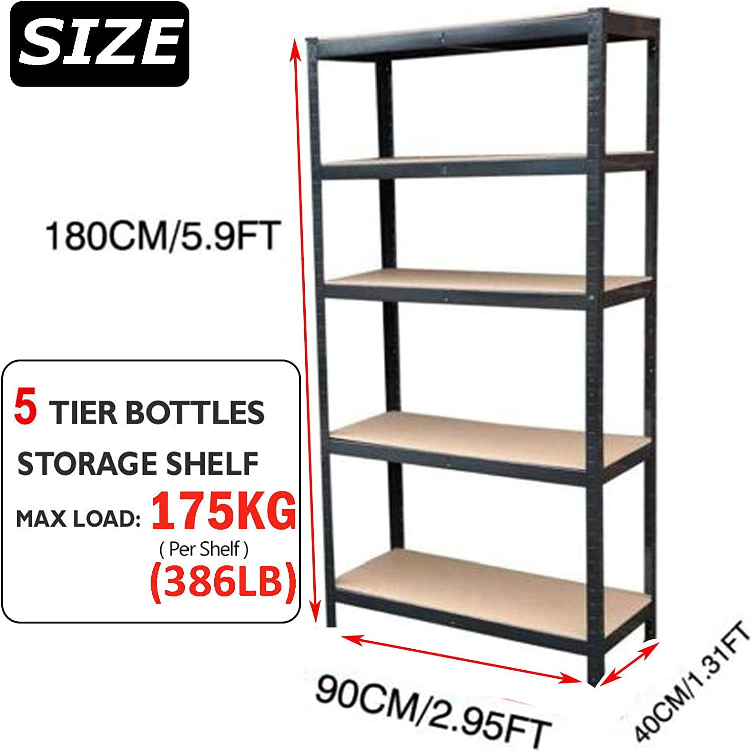 Dayplus 5 Tier Metal Shelf Shelving Racking Heavy Duty Industrial Garage Storage Shelves