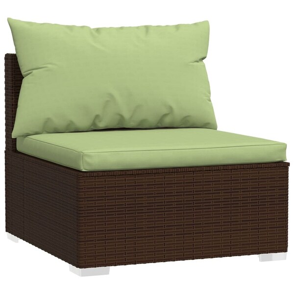 vidaXL Patio Lounge Set with Cushions Poly Rattan Brown