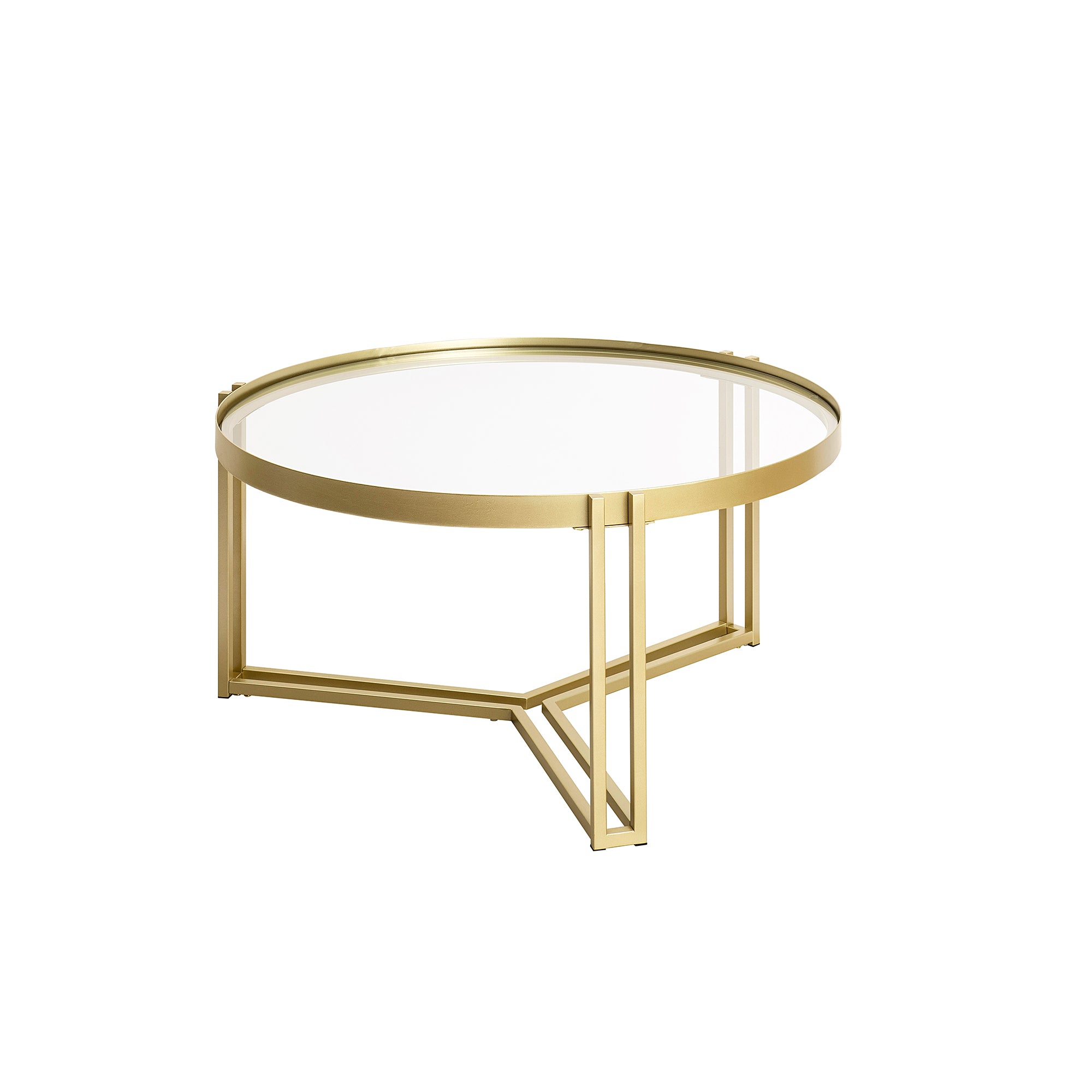 Manor Park Modern Glam Round Glass Coffee Table, Gold