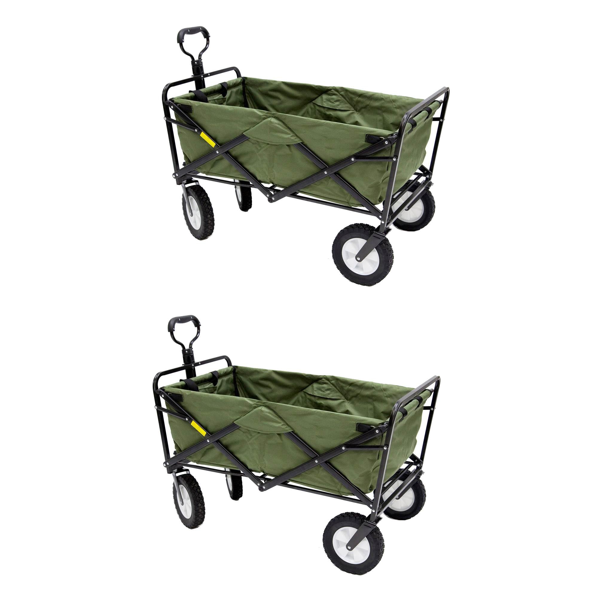 Mac Sports Collapsible Folding Steel Frame Garden Utility Wagon Cart (2 Pack)