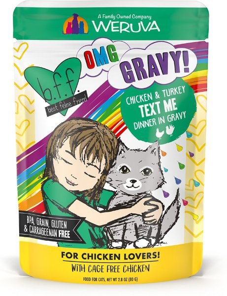 BFF OMG Text Me! Chicken and Turkey in Gravy Wet Cat Food Pouches