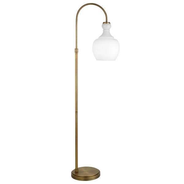 Verona Arc Floor Lamp with White Milk Glass Shade