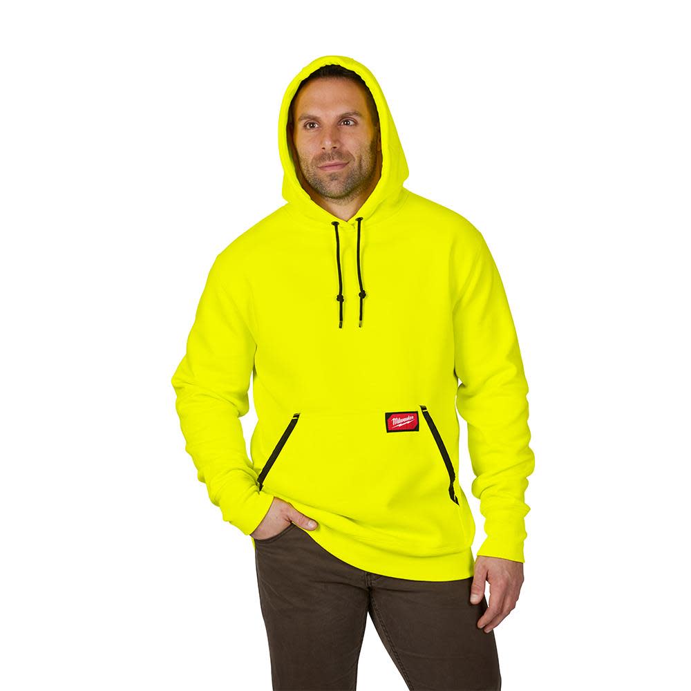 Heavy Duty Hi Vis Yellow Pullover Hoodie ; Small ;