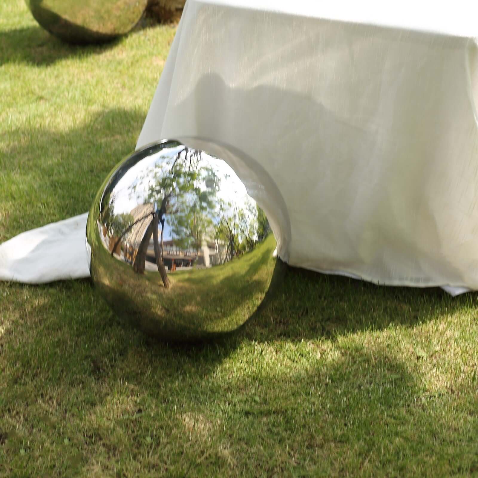 Silver Stainless Steel Gazing Globe Mirror Ball, Reflective Shiny Hollow Garden Sphere - 22