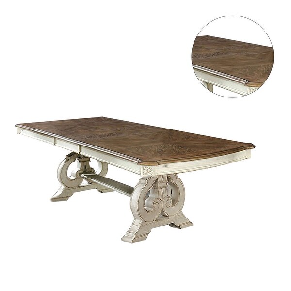 Wood Dining Table in Antique White - Antique White