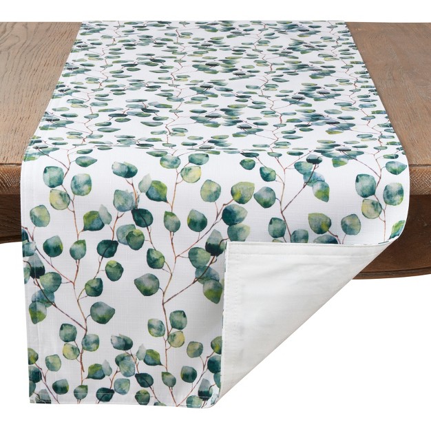 Saro Lifestyle Eucalyptus Leaf Design Table Runner