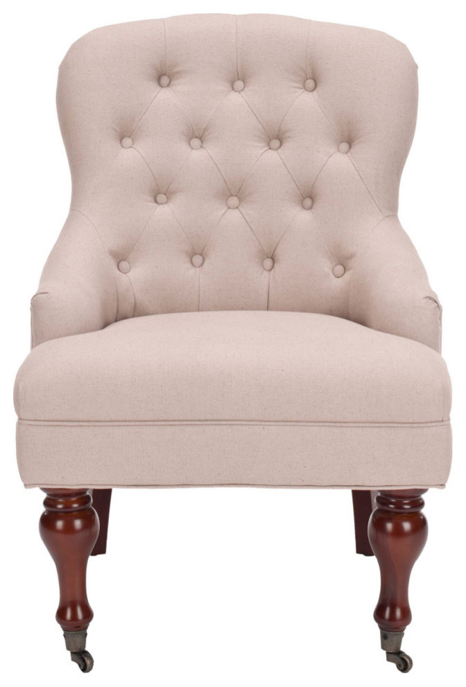 Lincoln Tufted Arm Chair Taupe   Traditional   Armchairs And Accent Chairs   by V.S.D Furniture  Houzz