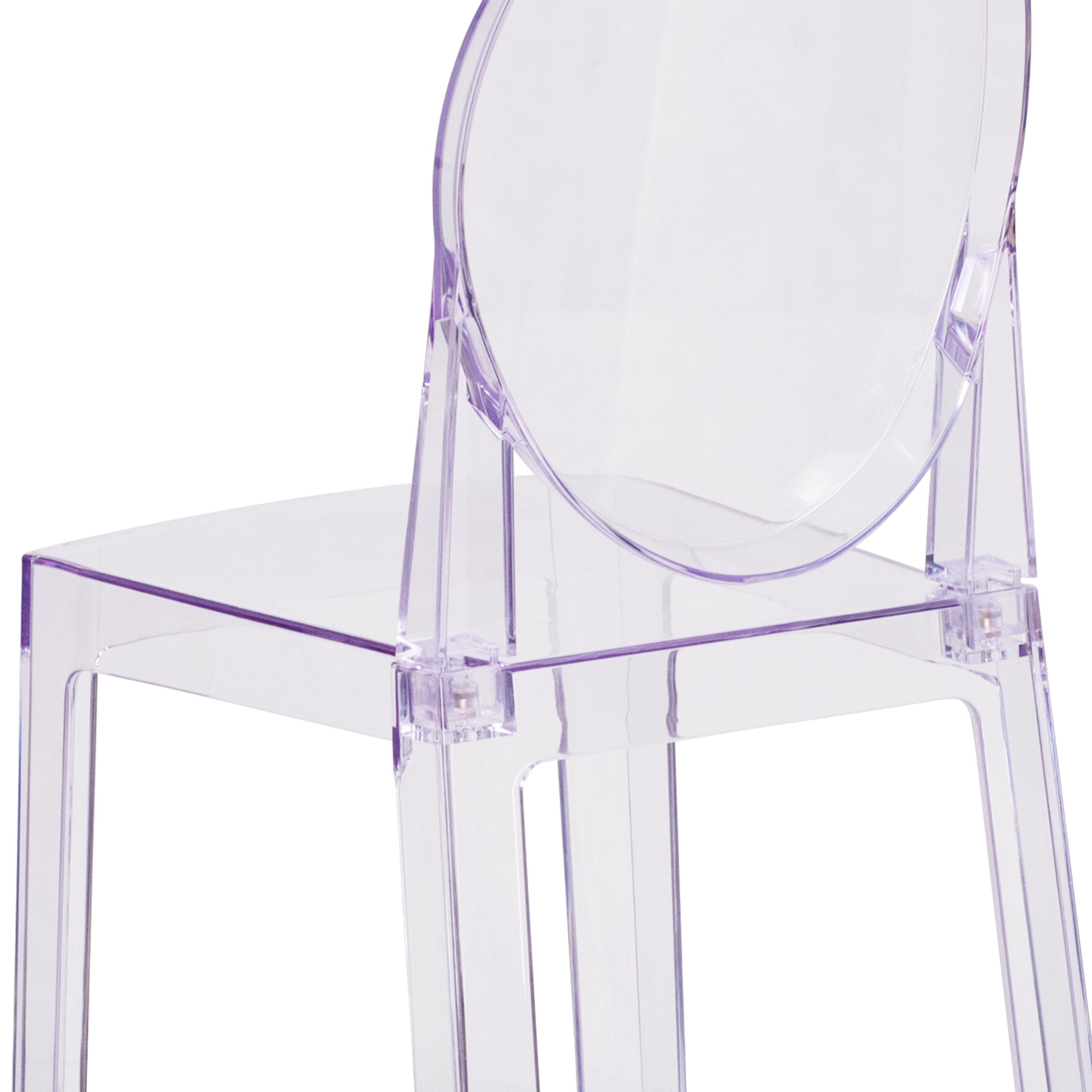 BizChair 4 Pack Ghost Counter Stool with Oval Back in Transparent Crystal