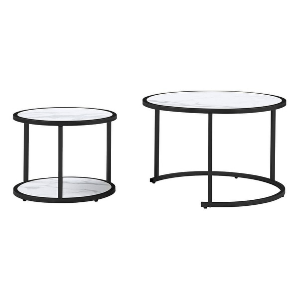 JASIWAY Marble Pattern MDF Top with Metal Frame Nesting Coffee Table