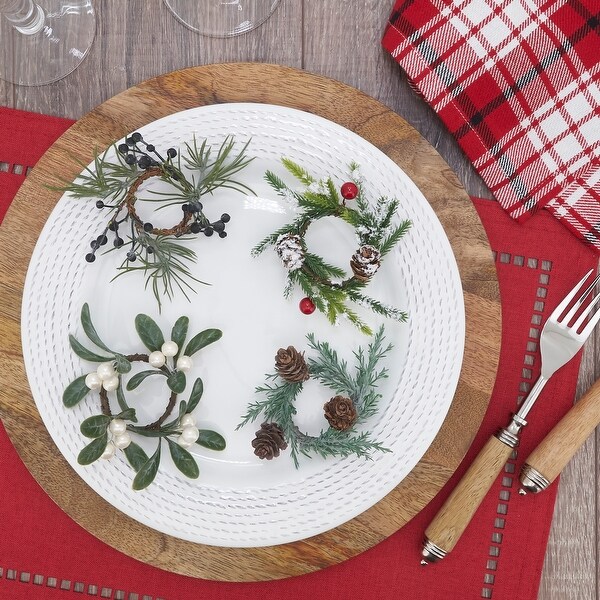 Holiday Napkin Rings With Pine Cone Design (Set of 4)