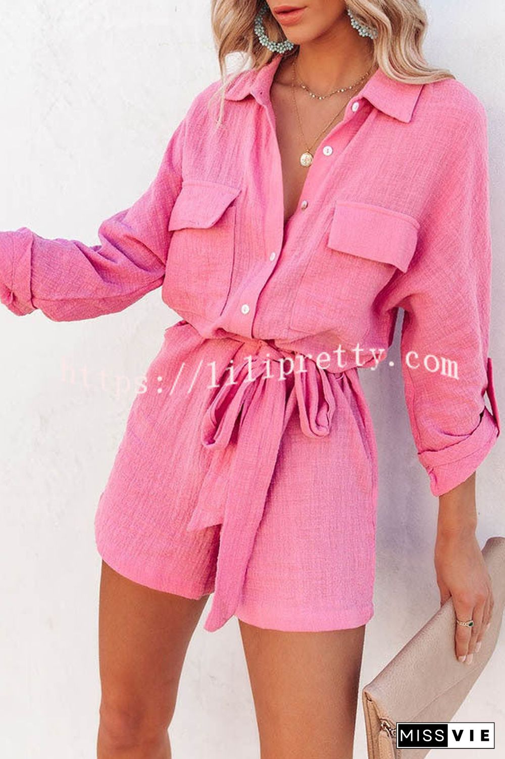 Hotel California Cotton Button Down Utility Romper