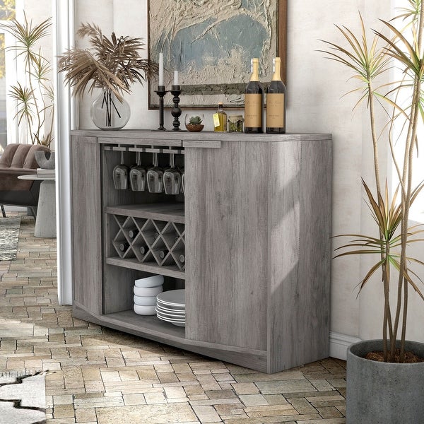 Wilkinson Vintage Gray Oak Buffet and Sideboard with Wine Storage