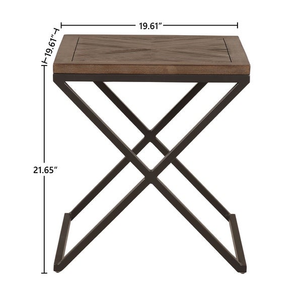 Elgin Mango and Metal Accent Side Table with Cross Leg Base