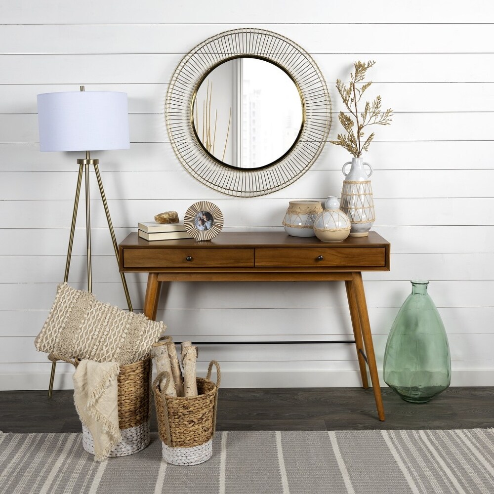 HomeRoots Set of Two Woven White and Natural Wicker Baskets   12