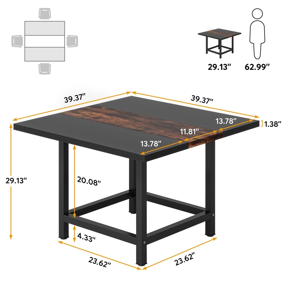 Farmhouse Square Dinning Table for 4  Rustic 39\