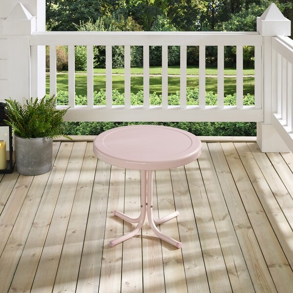 Crosley Retro Metal Side Table In Pink