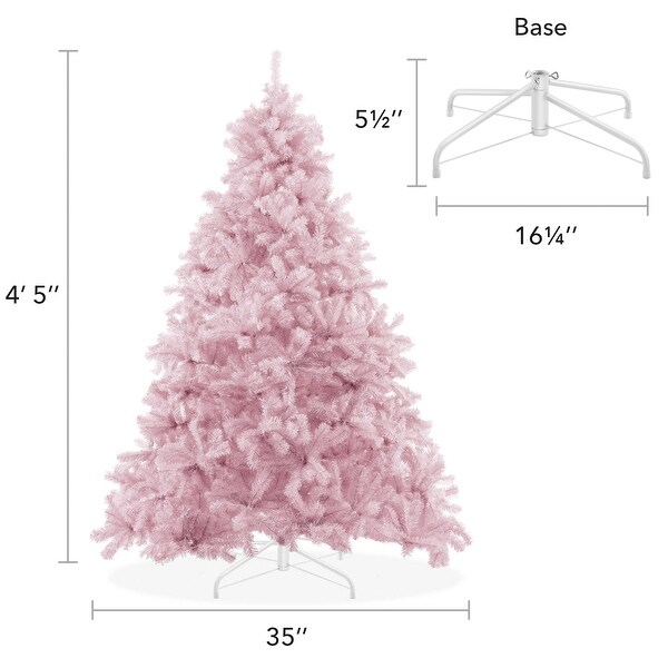 4.5FT Pink Spruce Artificial Holiday Christmas Tree with Metal Stand