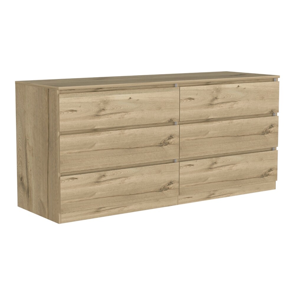 6 Drawer Double Dresser with Metal Handles