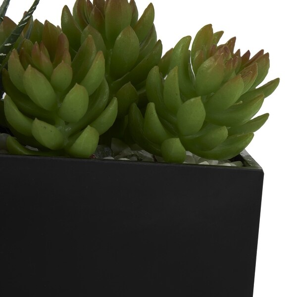 Green Faux Foliage Artificial Plant with Black Melamine Pot