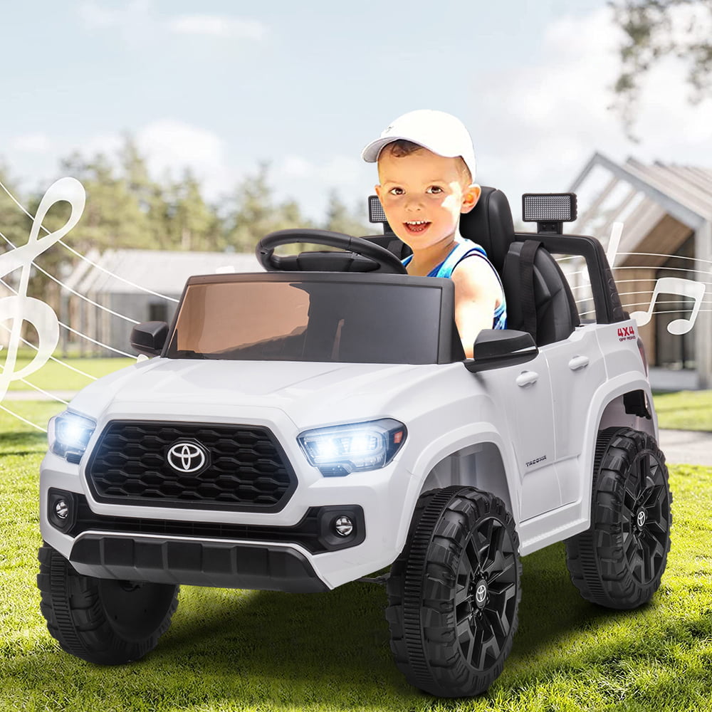 uhomepro Toyota Tacoma 12V Kids Ride On Truck Car w/ Parent Remote Control, LED Lights, MP3 Player, Horn, White