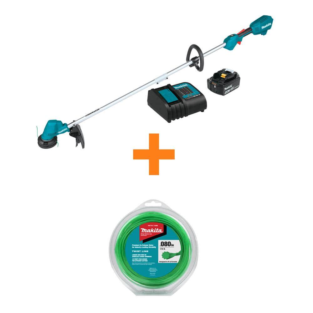 Makita 18V LXT LithiumIon Brushless Cordless String Trimmer Kit 40Ah with bonus 008 in x 175 ft Twisted Trimmer Line