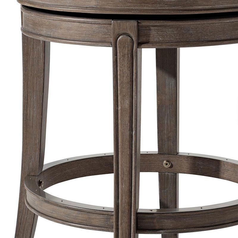 Maven Lane Alexander Backless Counter Stool， Reclaimed Oak Finish W/ Ronan Stone Vegan Leather