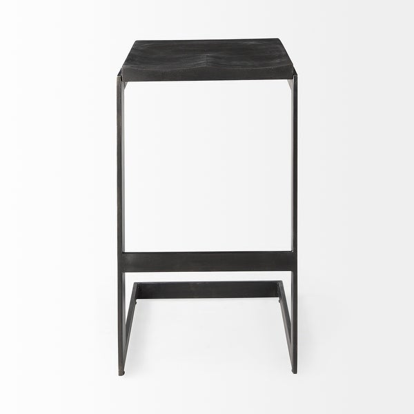 Kiran Black Solid Wood Seat w/ Black Iron Base Counter Stool