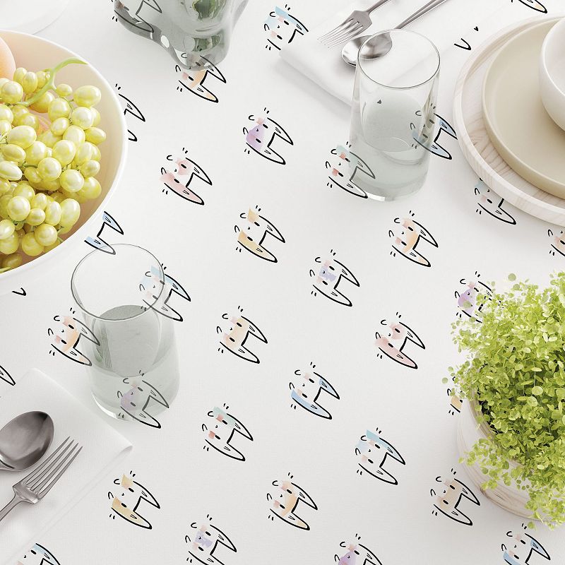 Square Tablecloth， 100% Cotton， 60x60， Cheerful Bunny Design