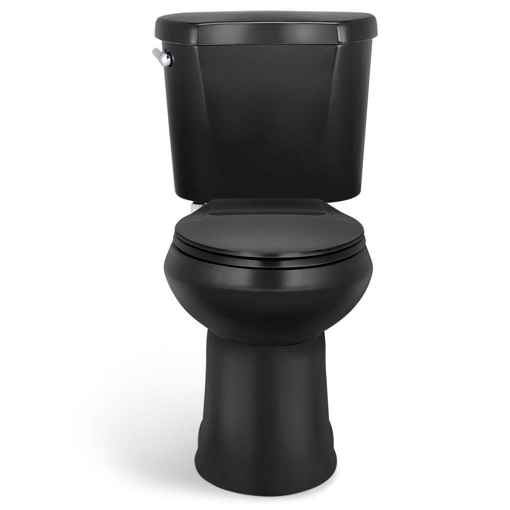 Glacier Bay 2-piece 1.28 GPF High Efficiency Single Flush Elongated Toilet in Black N2428E-BLK