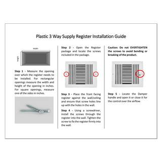 Venti Air 10 in x 6 in White Plastic 3 Way Supply Register for Duct Opening 10 in W x 6 in H HPS1006