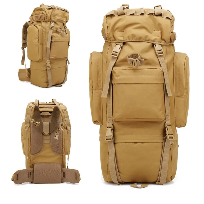 65L Camping Molle Bag Waterproof Mountaineering Large Capacity Tactical Travel Backpack for Hiking Climbing