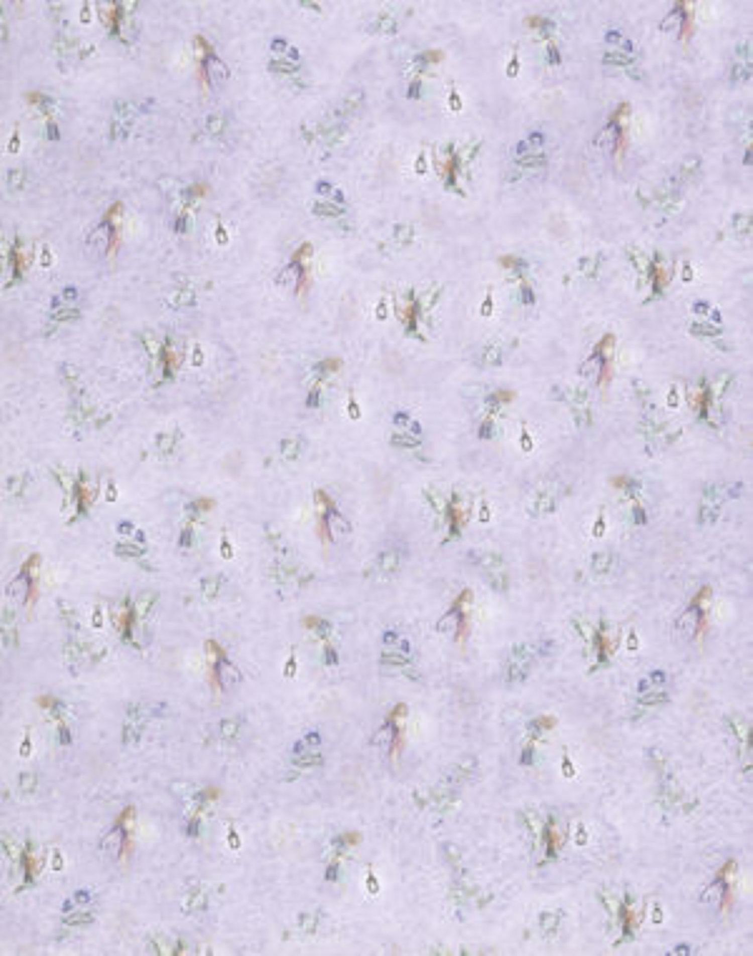 Dolls House Fairies On Lilac Miniature Print 1:24 Nursery Wallpaper