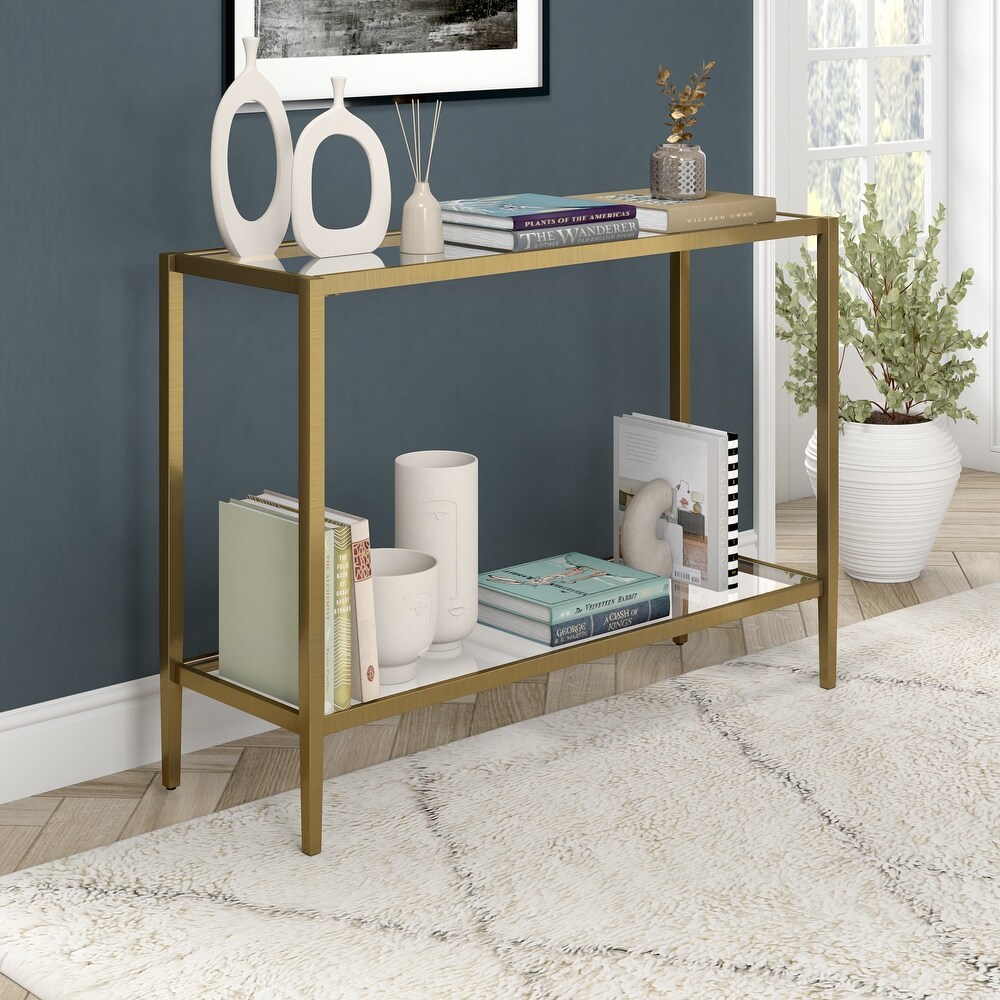 Hera 42'' Wide Rectangular Console Table with Clear Shelf   42\